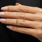 14K Gold Cross Threader Earrings with Crystal Bead – Faith-Inspired Dainty Jewelry - 7