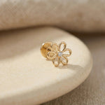 14K Solid Gold Daisy Tragus Earring – Dainty Cartilage Piercing Stud - 8