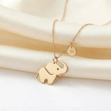 Collar de elefante de oro de 14 quilates con dije de inicial personalizado: regalo de la suerte y personalizado (Gram yok)