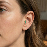 Brinco Tragus Marquise Verde Esmeralda em Ouro Maciço 14K