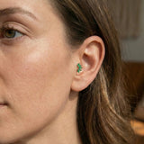 Brinco Tragus Marquise Verde Esmeralda em Ouro Maciço 14K