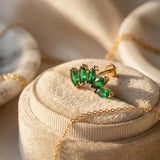 Brinco Tragus Marquise Verde Esmeralda em Ouro Maciço 14K