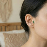 Brinco Tragus Marquise Verde Esmeralda em Ouro Maciço 14K