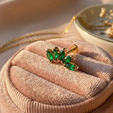 Brinco Tragus Marquise Verde Esmeralda em Ouro Maciço 14K