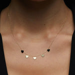 14K Gold Heart Charm Necklace – Multiple Dainty Hearts Design - 3