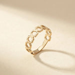 14K Gold Honeycomb Geometric Ring – Modern Hexagon Stackable Ring - 6