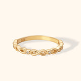 14K Gold Infinity Twist Diamond Ring | Stackable Promise Band - 10
