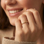 14K Gold Infinity Twist Diamond Ring | Stackable Promise Band - 4