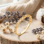 14K Gold Infinity Twist Diamond Ring | Stackable Promise Band - 6