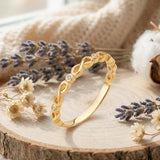 14K Gold Infinity Twist Diamond Ring | Stackable Promise Band - 6