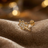 14K Massivgold Blatt Tragus Ohrring – Von der Natur inspirierter Knorpelschmuck