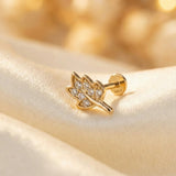 14K Massivgold Blatt Tragus Ohrring – Von der Natur inspirierter Knorpelschmuck