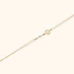 14K Gold Lotus Flower Bracelet with Faceted Crystal Accents - 36