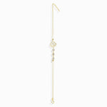 14K Gold Lotus Flower Bracelet with Faceted Crystal Accents - 17