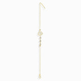 14K Gold Lotus Flower Bracelet with Faceted Crystal Accents - 17