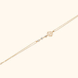 14K Gold Lotus Flower Bracelet with Faceted Crystal Accents - 8