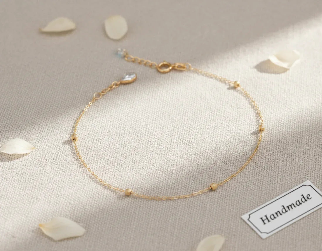 14K Gold Minimal Dorika Bead Bracelet – Elegant Everyday Jewelry - 3