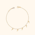 14K Gold Multiple Cross Charm Bracelet – Faith-Inspired Dainty Jewelry - 1