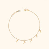 14K Gold Multiple Cross Charm Bracelet – Faith-Inspired Dainty Jewelry - 1
