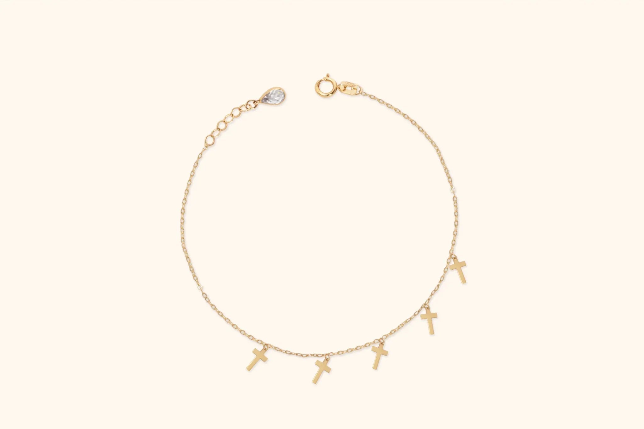 14K Gold Multiple Cross Charm Bracelet – Faith-Inspired Dainty Jewelry - 1
