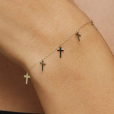 14K Gold Multiple Cross Charm Bracelet – Faith-Inspired Dainty Jewelry - 5