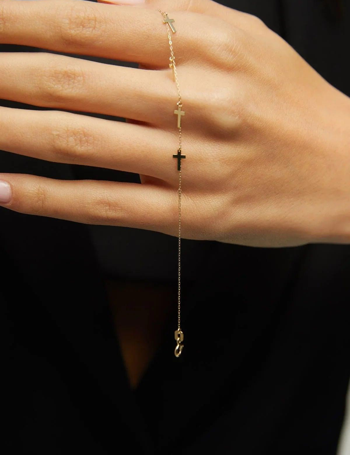 14K Gold Multiple Cross Charm Bracelet – Faith-Inspired Dainty Jewelry - 7