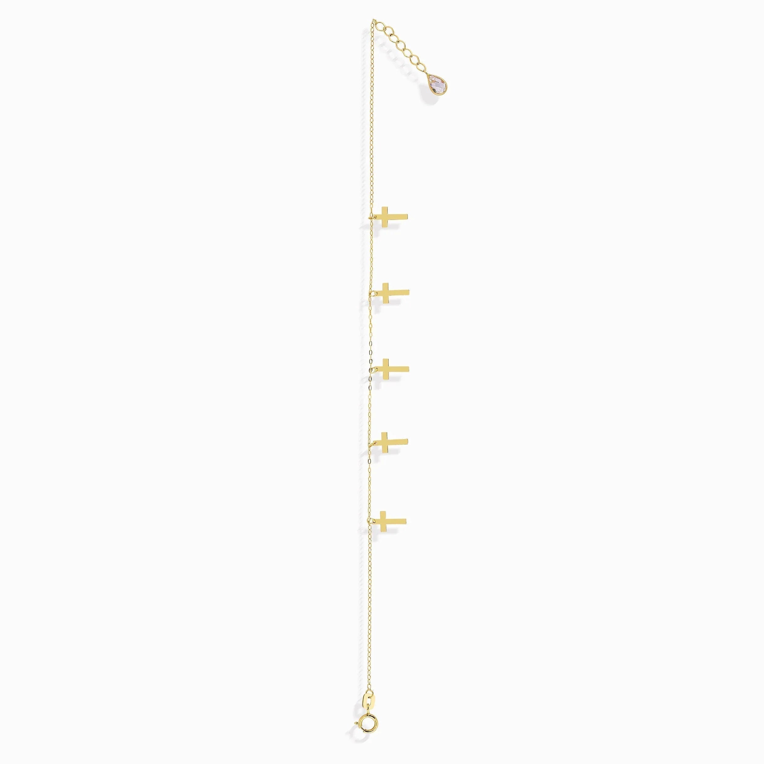 14K Gold Multiple Cross Charm Bracelet – Faith-Inspired Dainty Jewelry - 8