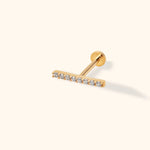 14K Gold Pavé Bar Tragus Stud – Minimalist Flat Back Piercing - 1