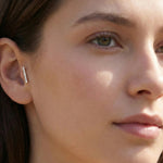 14K Gold Pavé Bar Tragus Stud – Minimalist Flat Back Piercing - 5