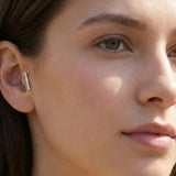 14K Gold Pavé Bar Tragus Stud – Minimalist Flat Back Piercing - 5