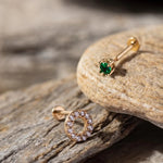 14K Gold Pavé Circle Tragus Stud – Minimal Flat Back Piercing - 11