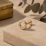 14K Gold Pavé Circle Tragus Stud – Minimal Flat Back Piercing - 1