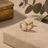 14K Gold Pavé Circle Tragus Stud – Minimal Flat Back Piercing - 1