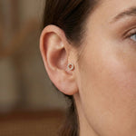 14K Gold Pavé Circle Tragus Stud – Minimal Flat Back Piercing - 4
