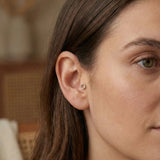 14K Gold Pavé Circle Tragus Stud – Minimal Flat Back Piercing - 5