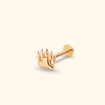 14K Solid Gold Paw Print Tragus Earring – Animal Lover Cartilage Stud - 1