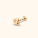 14K Solid Gold Paw Print Tragus Earring – Animal Lover Cartilage Stud - 1