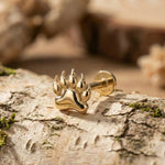 14K Solid Gold Paw Print Tragus Earring – Animal Lover Cartilage Stud - 3