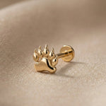 14K Solid Gold Paw Print Tragus Earring – Animal Lover Cartilage Stud - 8