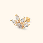 14K Solid Gold Pear Cluster Tragus Earring – Statement Cartilage Stud - 1