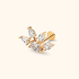 14K Solid Gold Pear Cluster Tragus Earring – Statement Cartilage Stud - 1