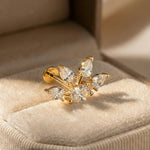 14K Solid Gold Pear Cluster Tragus Earring – Statement Cartilage Stud - 3