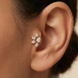 14K Solid Gold Pear Cluster Tragus Earring – Statement Cartilage Stud - 4