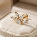 14K Solid Gold Pear Cluster Tragus Earring – Statement Cartilage Stud - 7