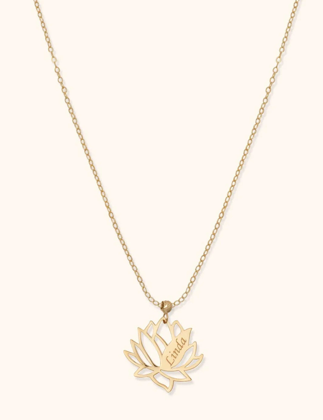 14K Gold Personalized Lotus Flower Name Necklace – Custom Engraved Jewelry Gift - 1