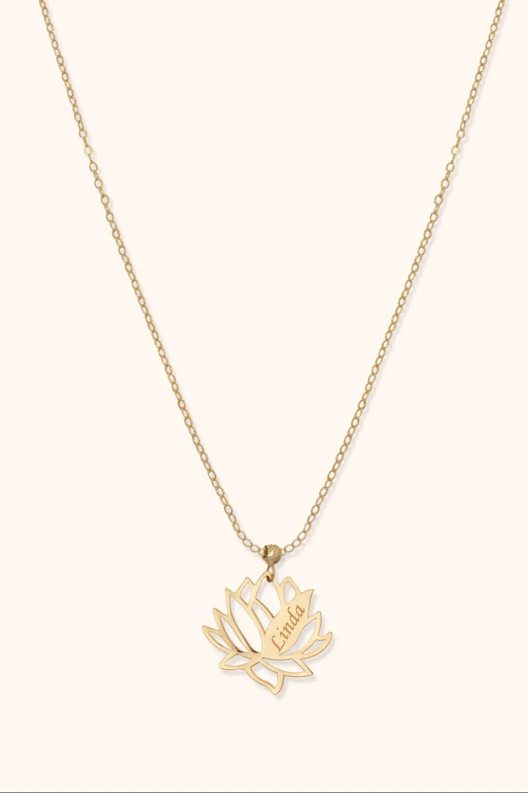 14K Gold Personalized Lotus Flower Name Necklace – Custom Engraved Jewelry Gift - 1