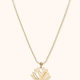 14K Gold Personalized Lotus Flower Name Necklace – Custom Engraved Jewelry Gift - 1