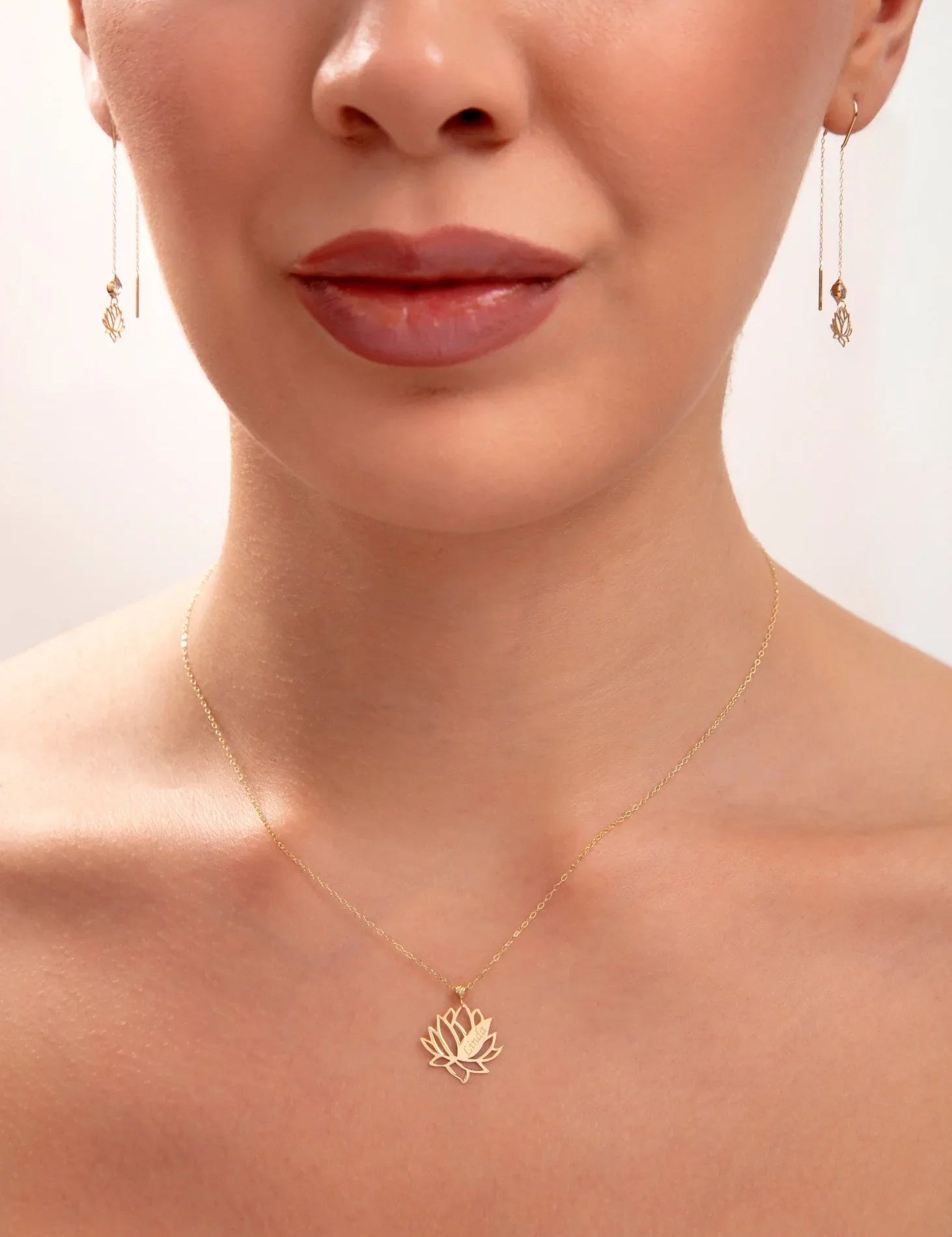 14K Gold Personalized Lotus Flower Name Necklace – Custom Engraved Jewelry Gift - 2