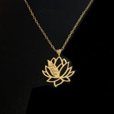 14K Gold Personalized Lotus Flower Name Necklace – Custom Engraved Jewelry Gift - 9