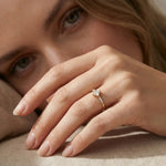 14K Gold Princess Cut Solitaire Ring – Dainty Accent Engagement Band - 1